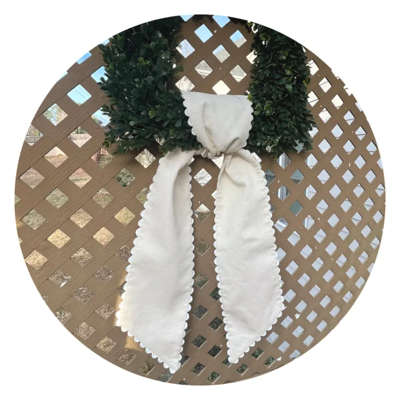 Vintage Ivory Pique Sash W/Trim-Red