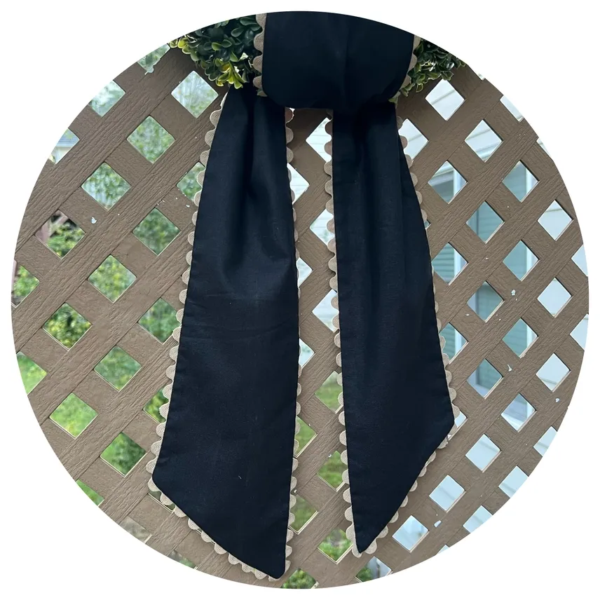 Linen Sash W/Trim-Black/Gold Trim