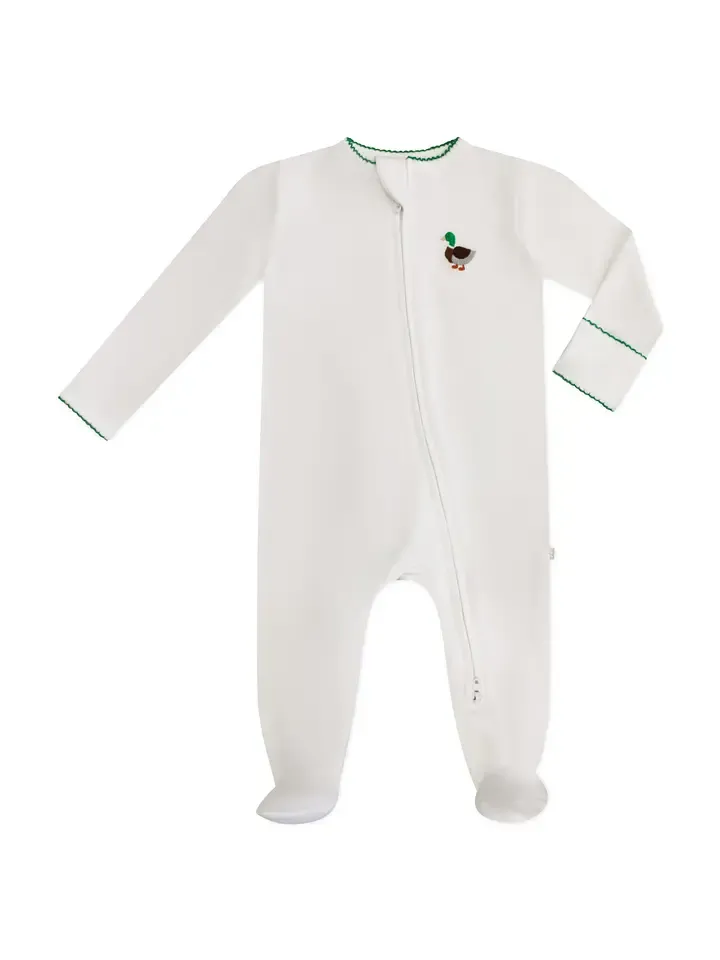 Pip Embroiderede Zip Romper-Mallards
