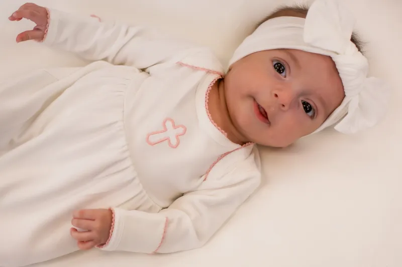 Pip Embroidered Gown-Pink Cross