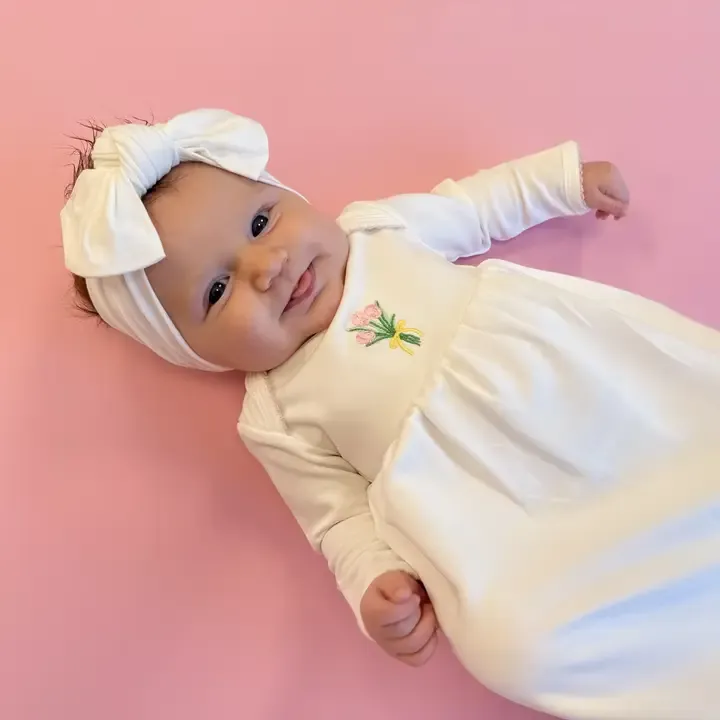 Pip Embroidered Gown-Fancy Tulips