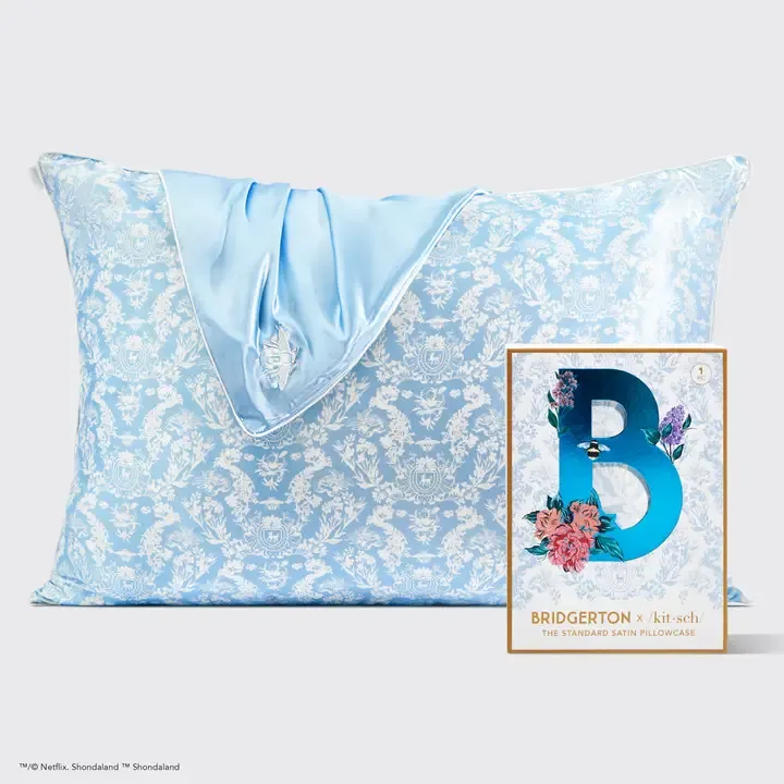 VG Bridgerton Satin Pillowcase-Toile De Blue
