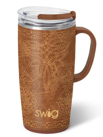 Saddle Stitch Cognac Travel Mug 22oz
