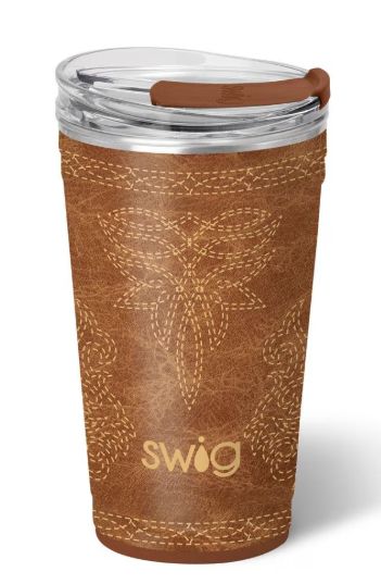 Saddle Stitch Cognac Party Cup 24oz