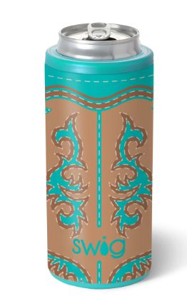Boot Scootin Turquoise Skinny Can Cooler