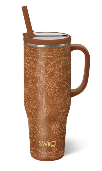 Saddle Stitch Cognac Mega Mug 40oz