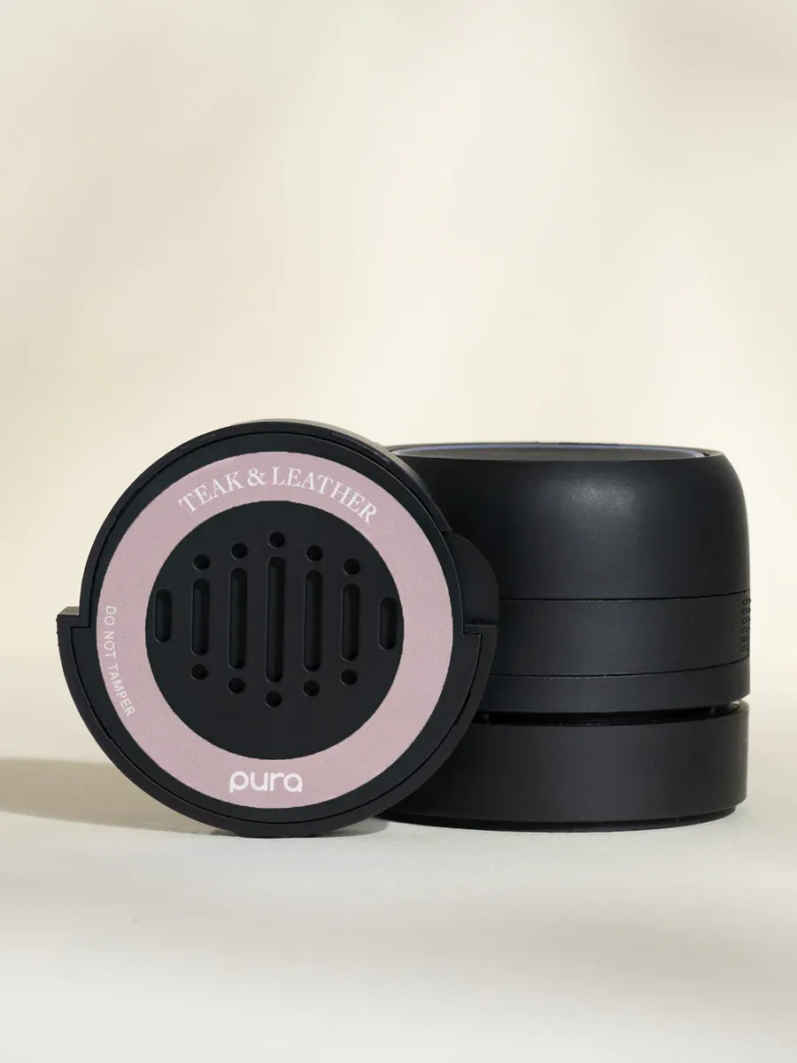 Teak &amp; Leather-Car Vial