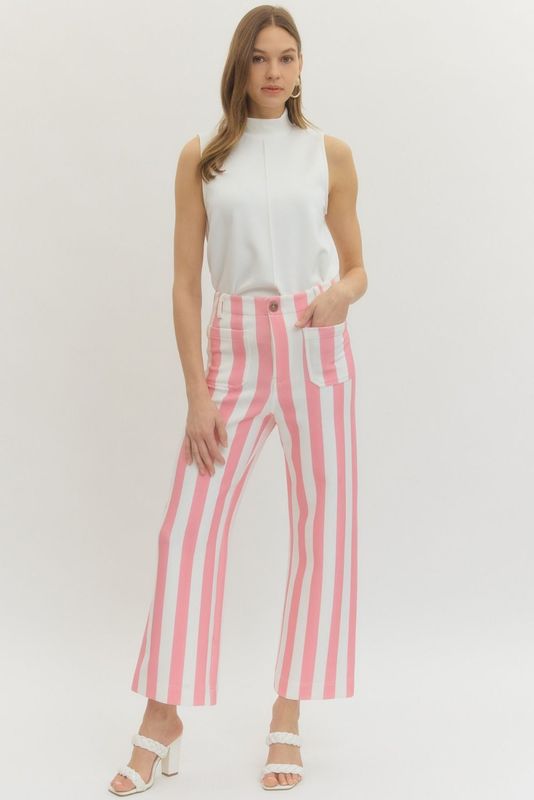 Cotton Pink Stripe Pants