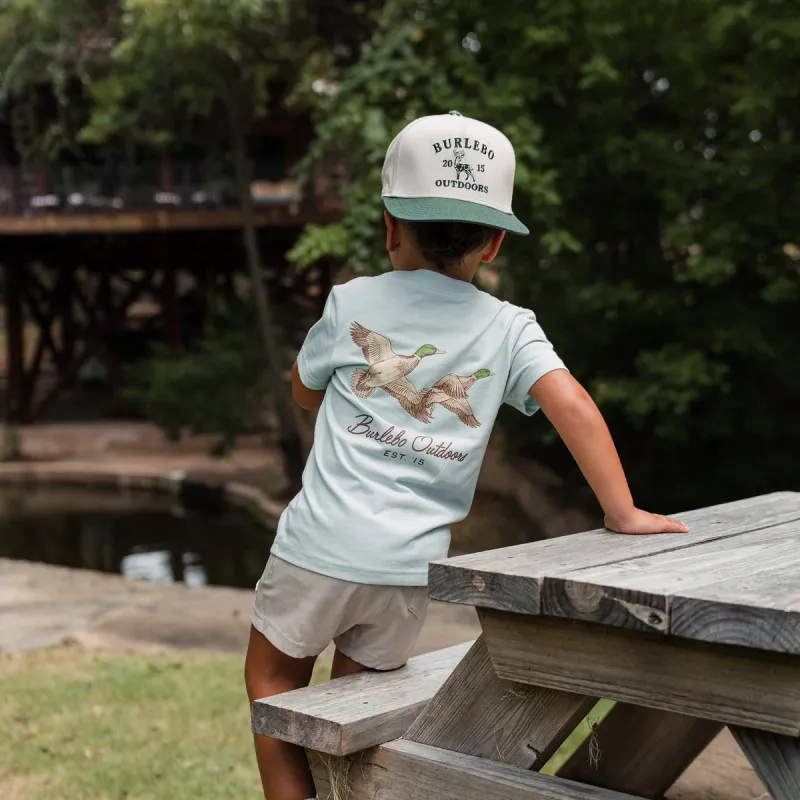 Youth Flying Mallards Tee-Heather Sky Blue
