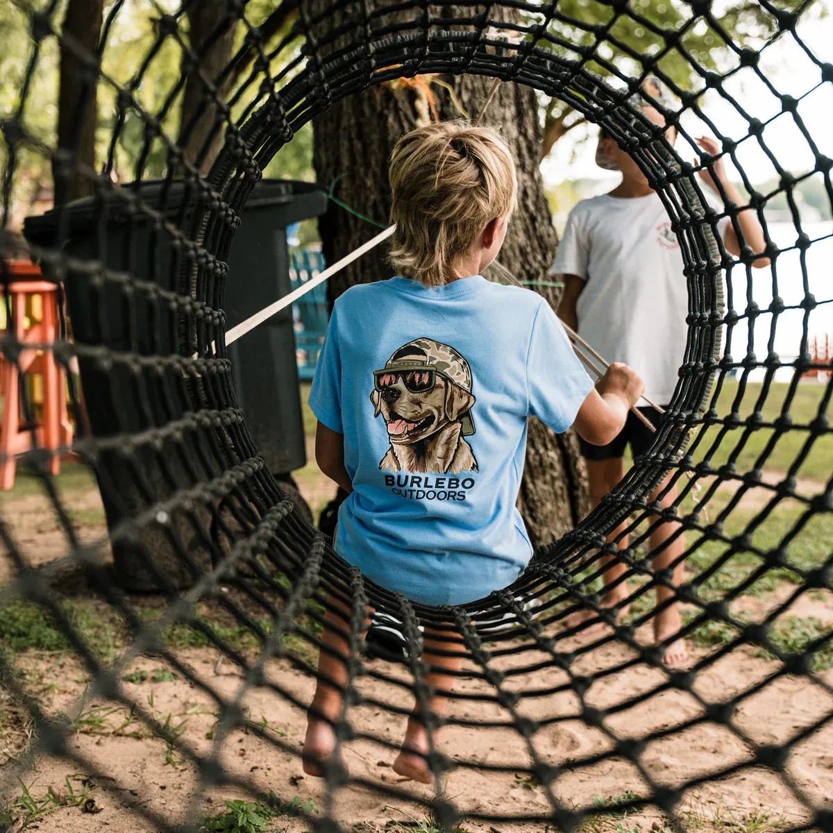 Youth Mallard Camo Dog Tee-Periwinkle