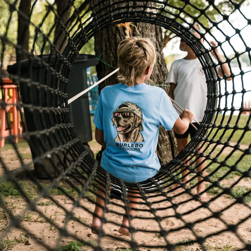 Youth Mallard Camo Dog Tee-Periwinkle