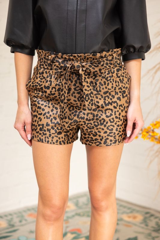 Honey Leopard Tie Shorts