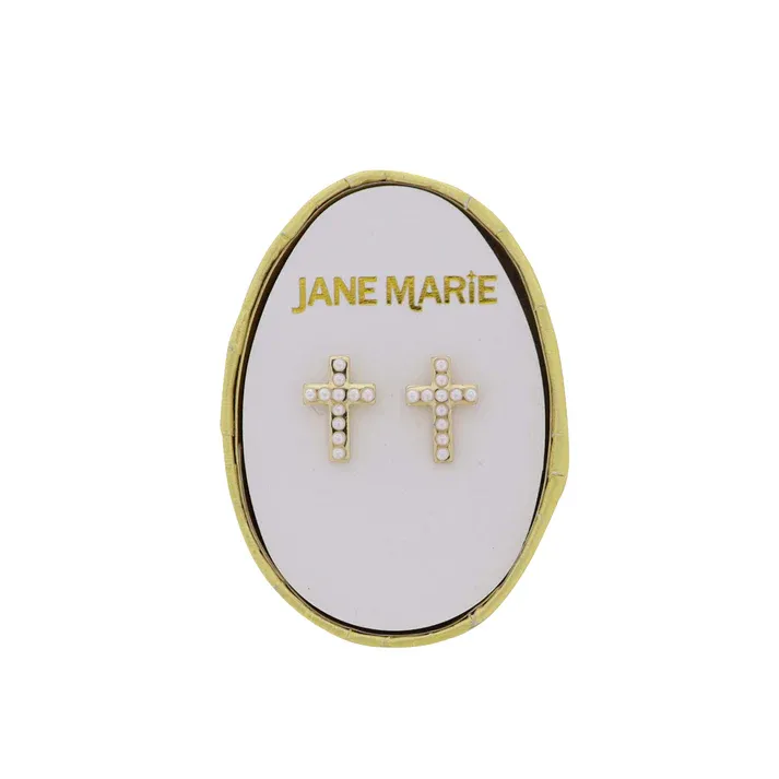 Pearl Cross Earring