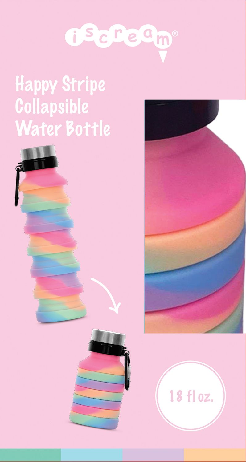 Happy Stripe Collapsible Water Bottle
