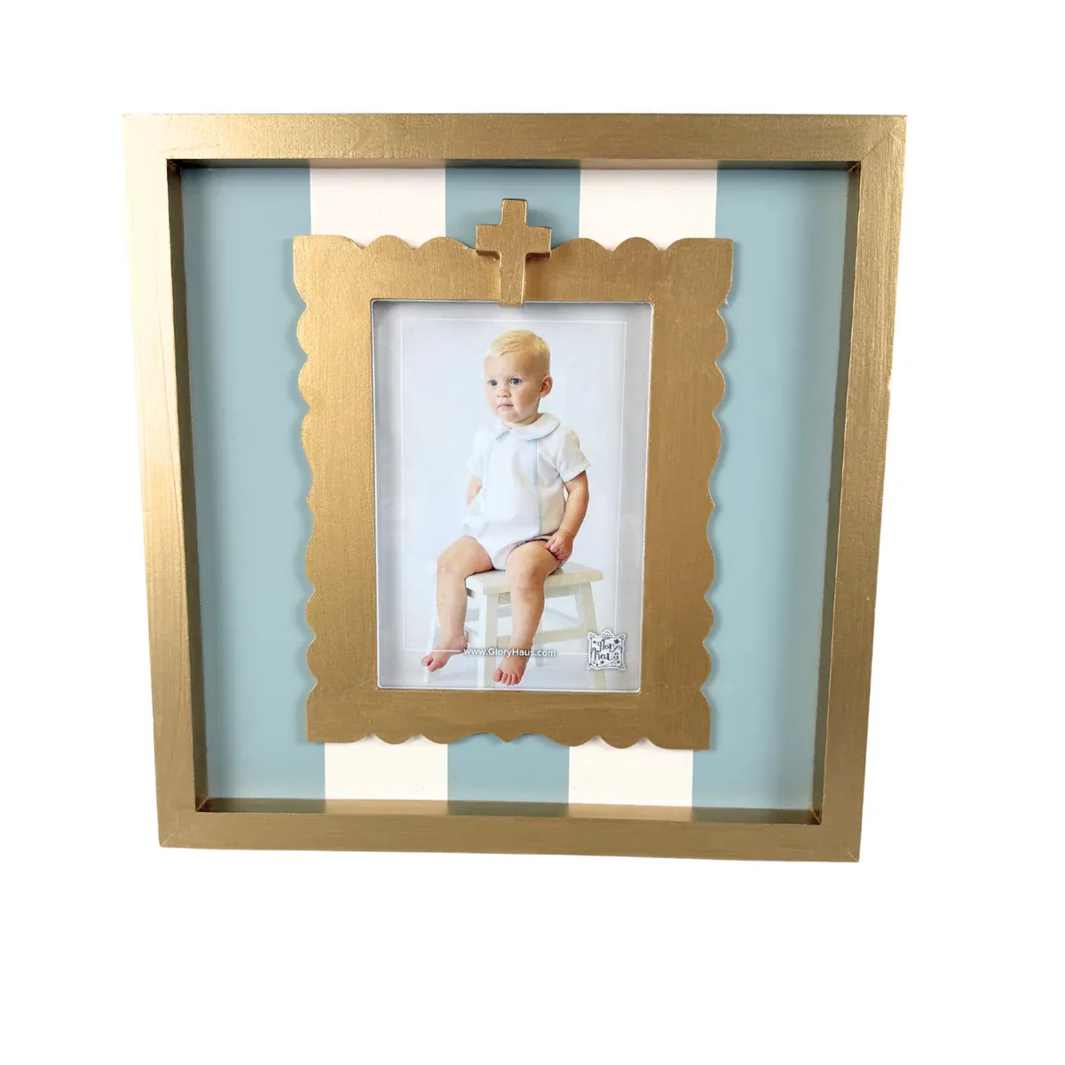 Gold Cross Striped Frame