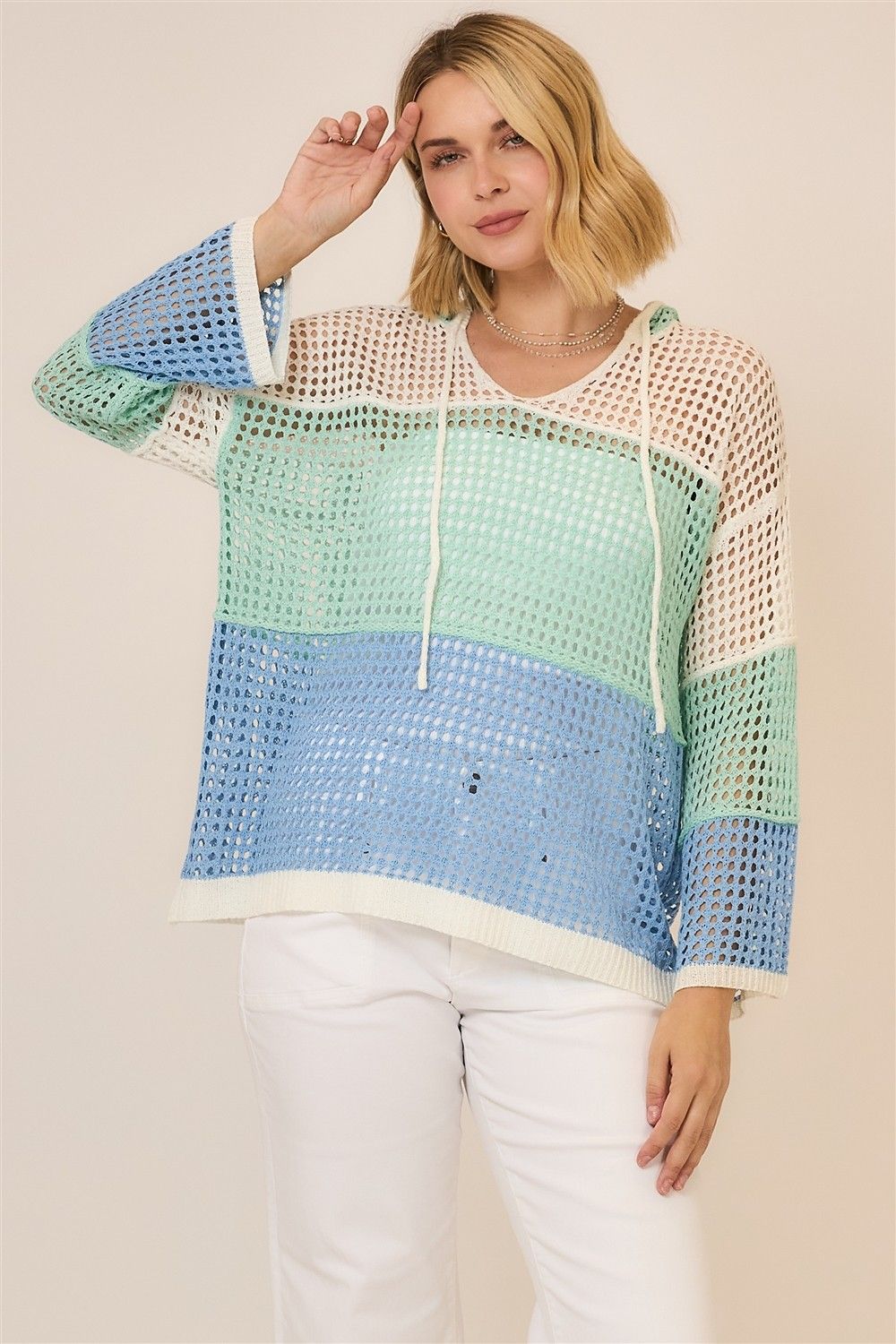 Seaglass Knit Color Block Sweater