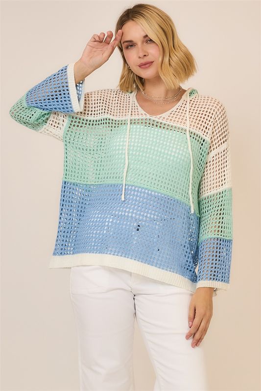 Seaglass Knit Color Block Sweater