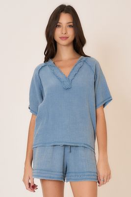 Denim Blue Gauze Top