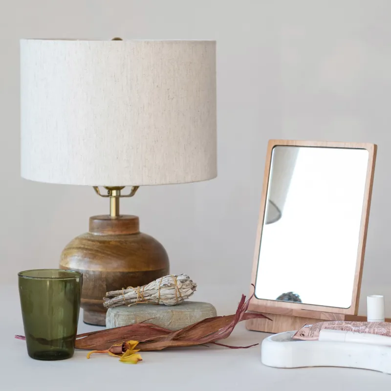 AH3445-Natural Mango Wood Table Lamp
