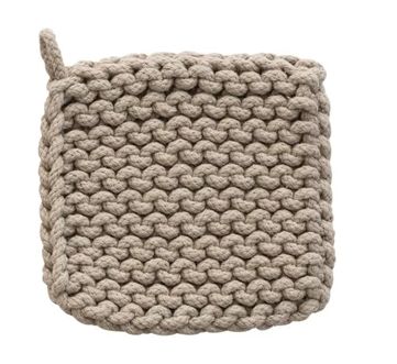 DF5469A-Cotton Crochet Pot Holder-Tan