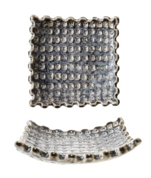 AH3845A-Debossed Stoneware Dish-Grey