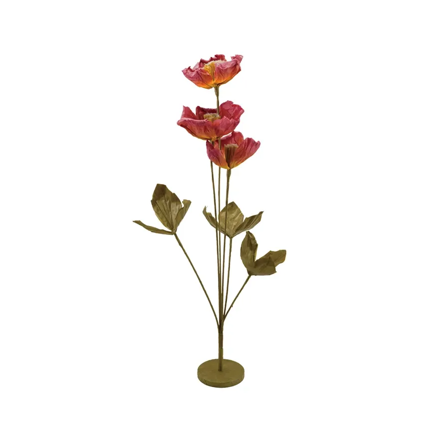 DG2504-Small Green/Burgundy Paper Flowers