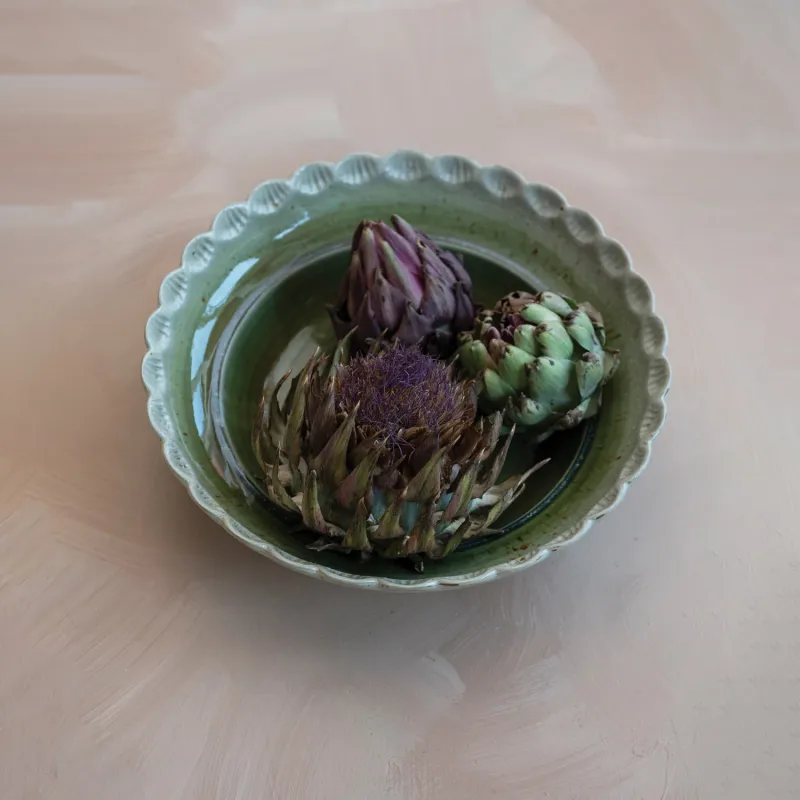 DF7699-Stoneware Bowl w Scalloped Edge