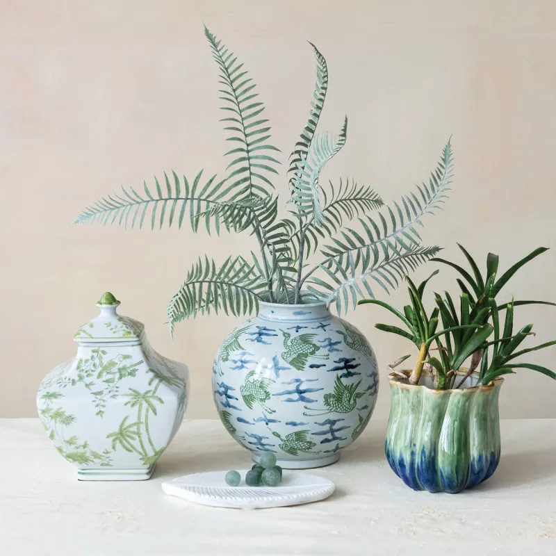 DG1994-Green &amp; Blue Fluted Planter