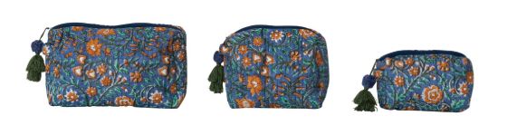DG1891A-Quilted Zip Pouch Set-Blue