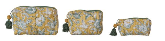DG1891A-Quilted Zip Pouch Set-Mustard