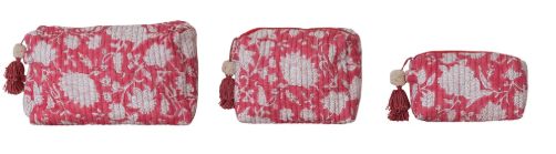 DG1891A-Quilted Zip Pouch Set-Pink