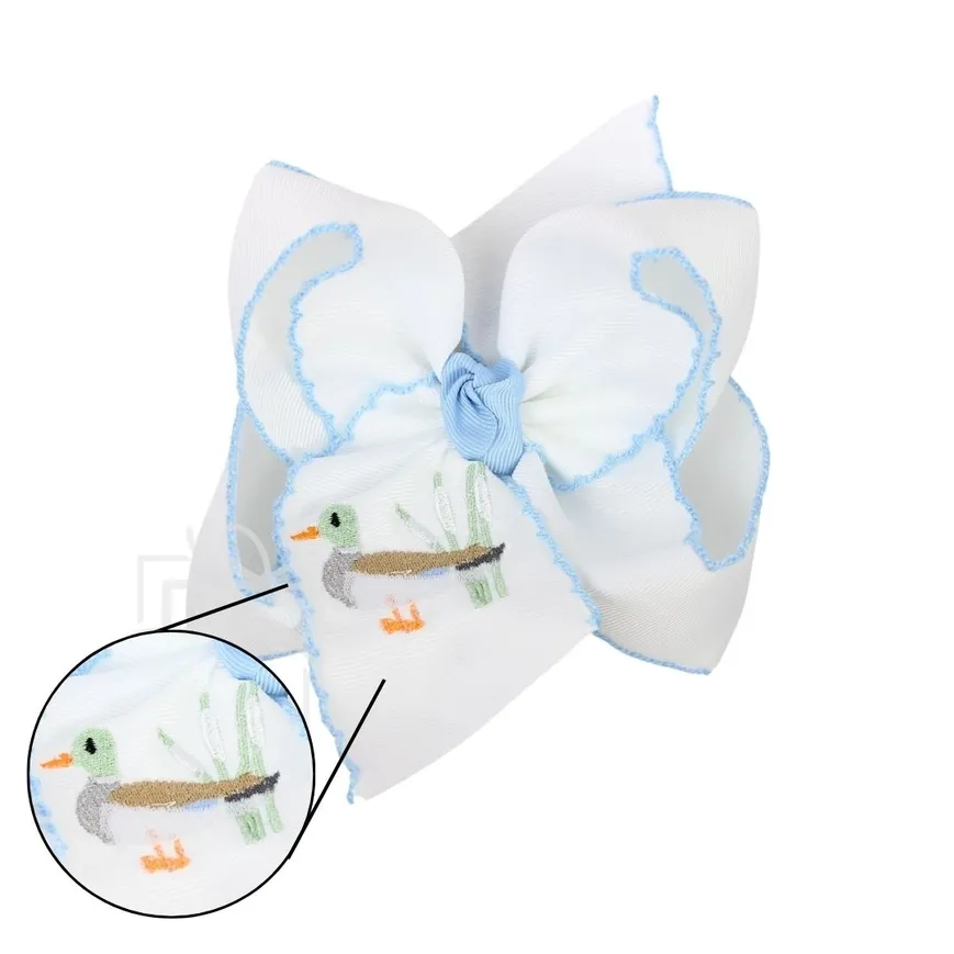 Embroidered Pastel Duck Hair Bow