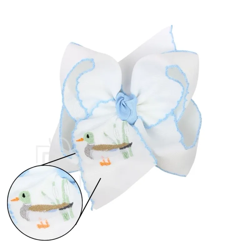 Embroidered Pastel Duck Hair Bow