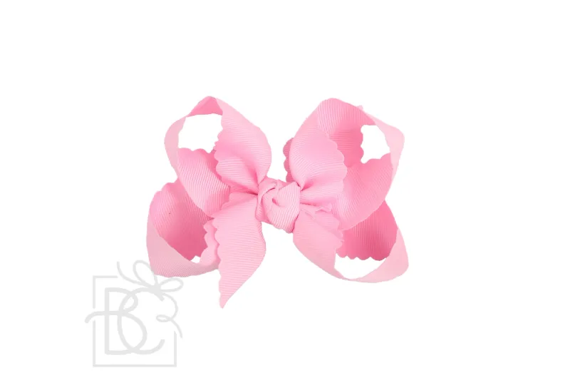 Scalloped Edge Bow-Pink 4.5"