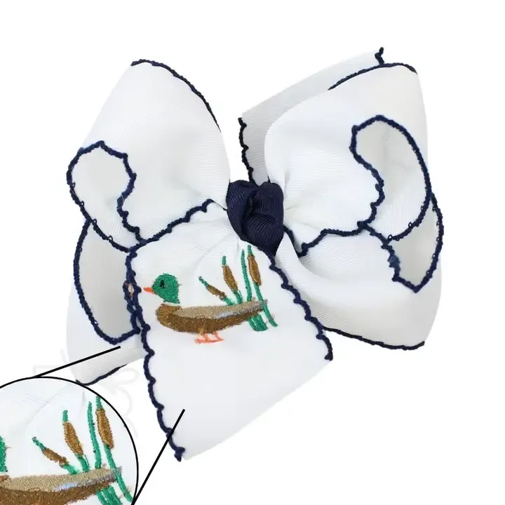 Embroidered Mallard Duck 5.5" Bow