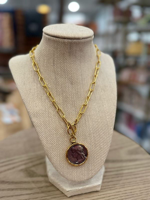 VG Coin Necklace w Paper Clip Chain