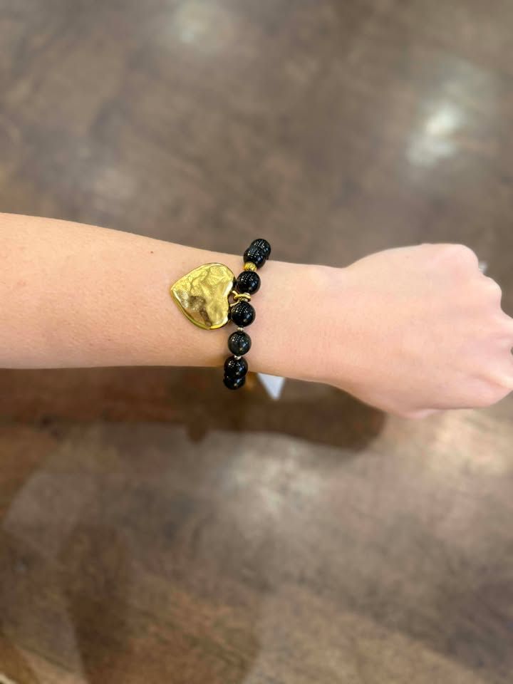 VG Beaded Heart Bracelet-Black