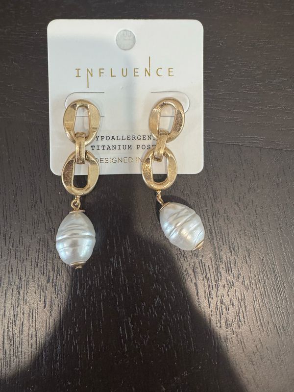 RM Pearl Chain Drop Earrings