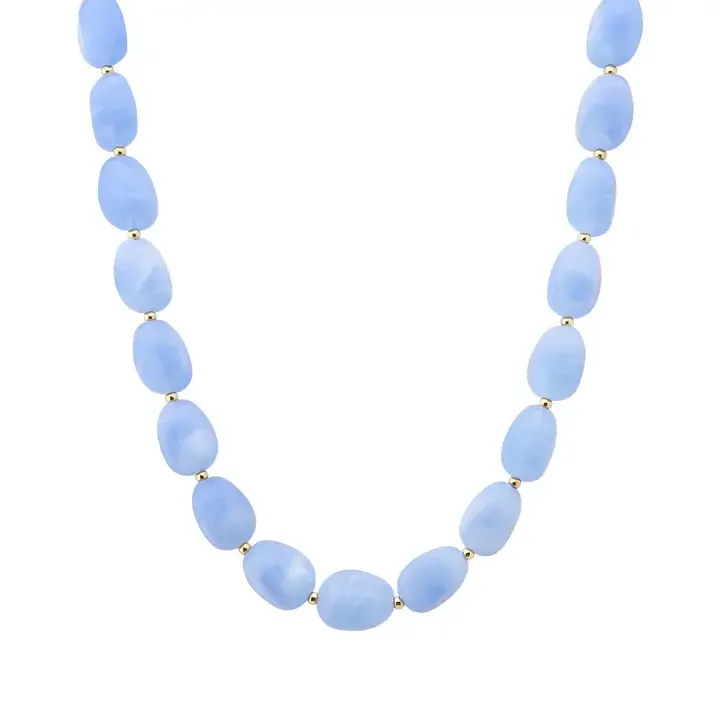 VG Light Blue Oval Beaded Necklace