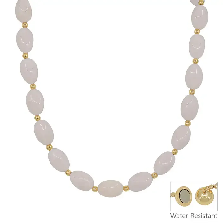 VG White Oval Acrylic Beaded Necklace