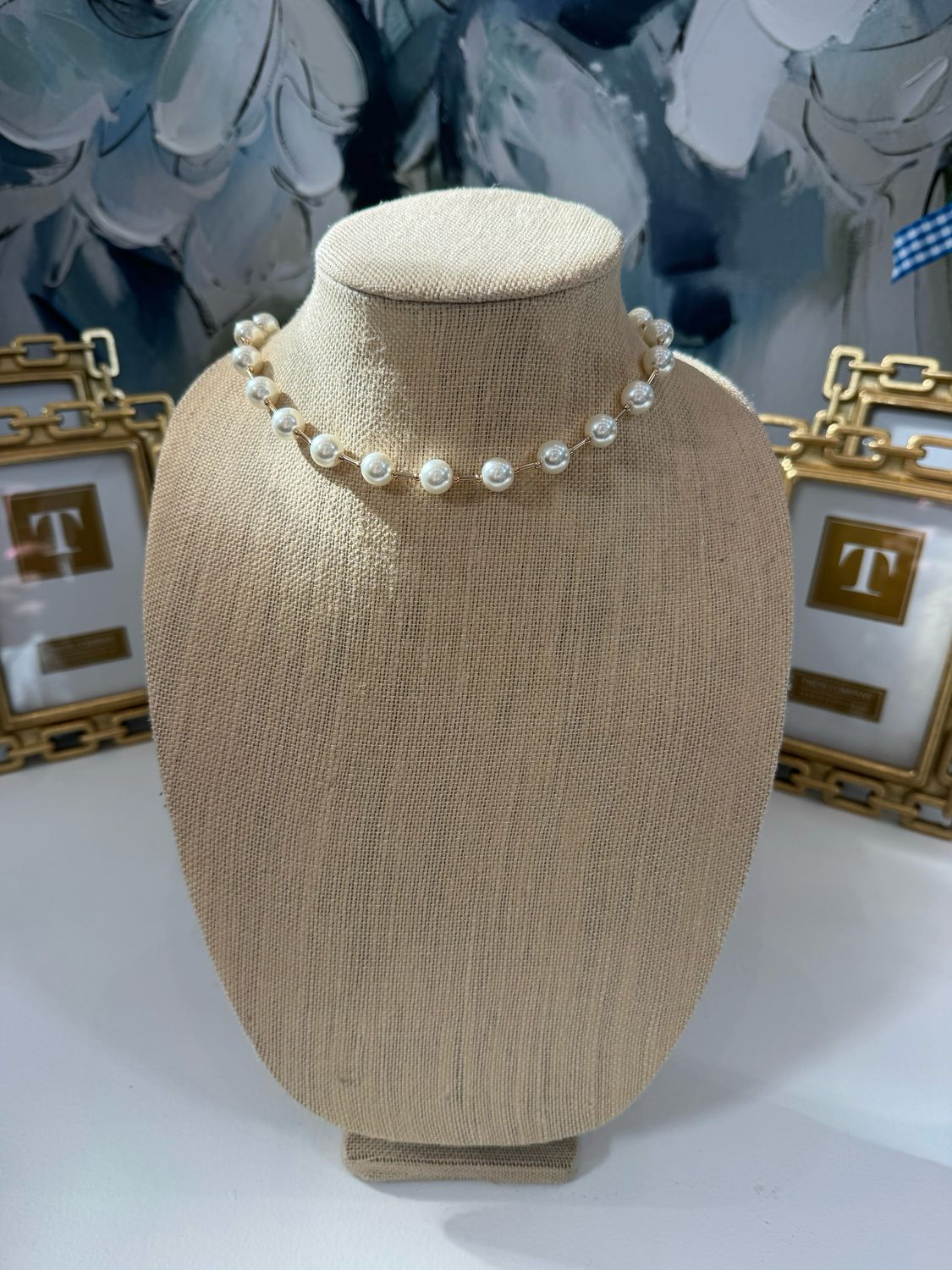 VG Pearl w Gold Chain Necklace