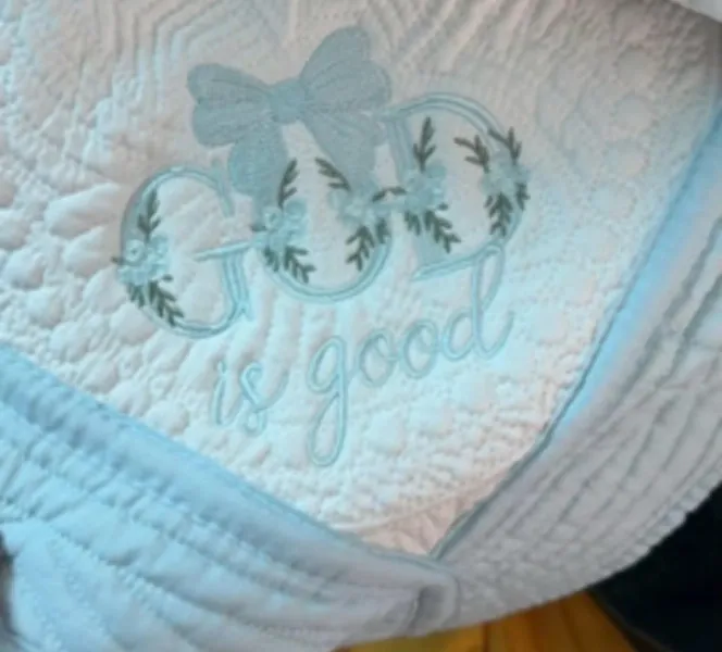 Baby Blue God is Good Quilt