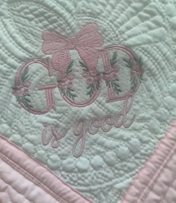 Pink God Is Good Quilt