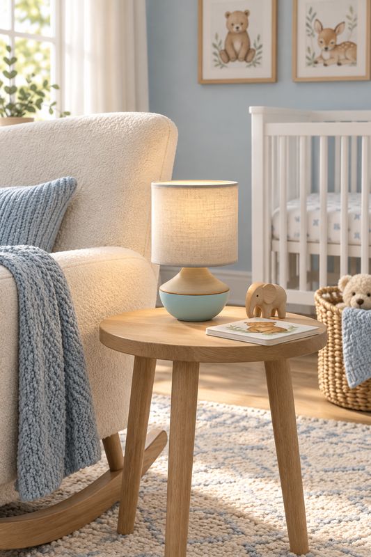 HM0233-Stoneware Table Lamp w Linen Shade