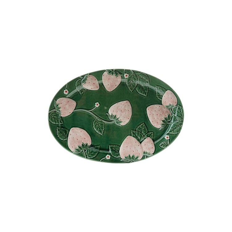 HM0711-Oval Hand Painted Strawberries Platter