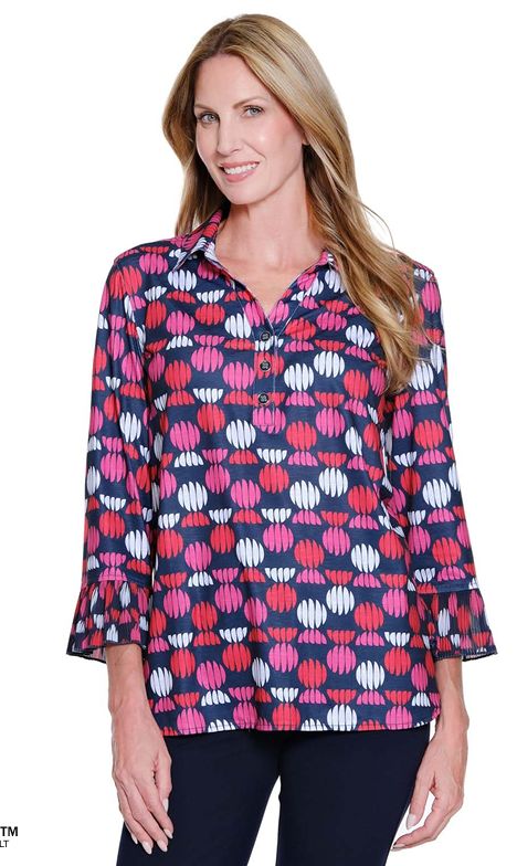 Dotmlt Pleated Collar Top