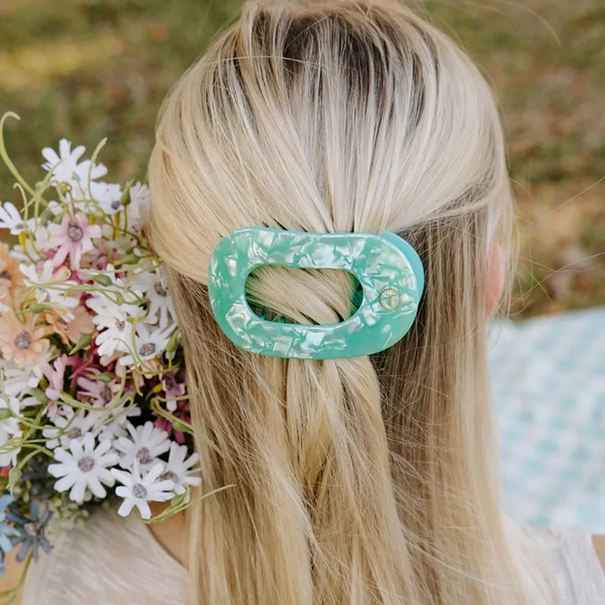 Flat Round Hair Clip Medium Spring Splash