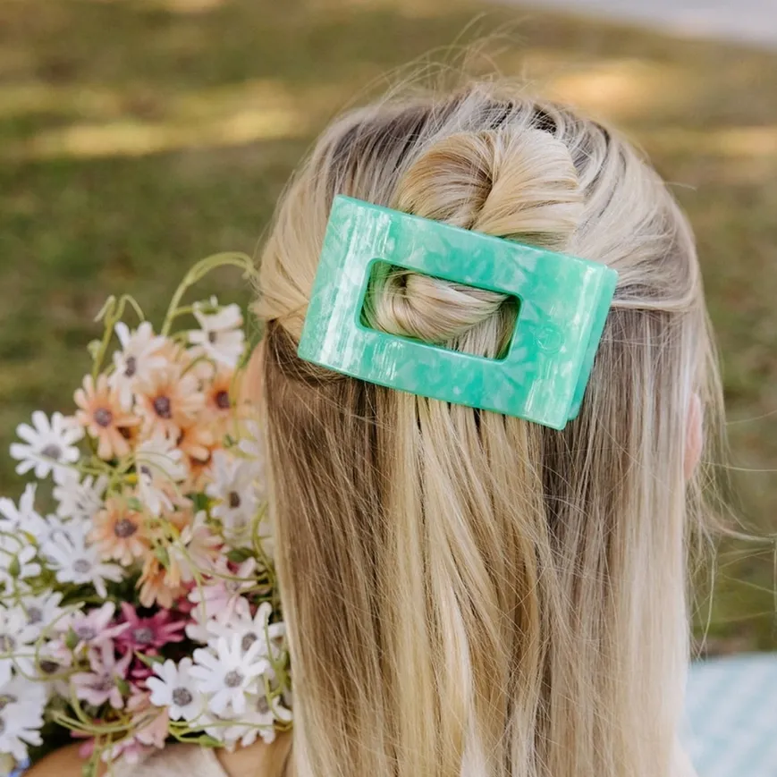 Flat Rectangle Hair Clip Medium Spring Splash