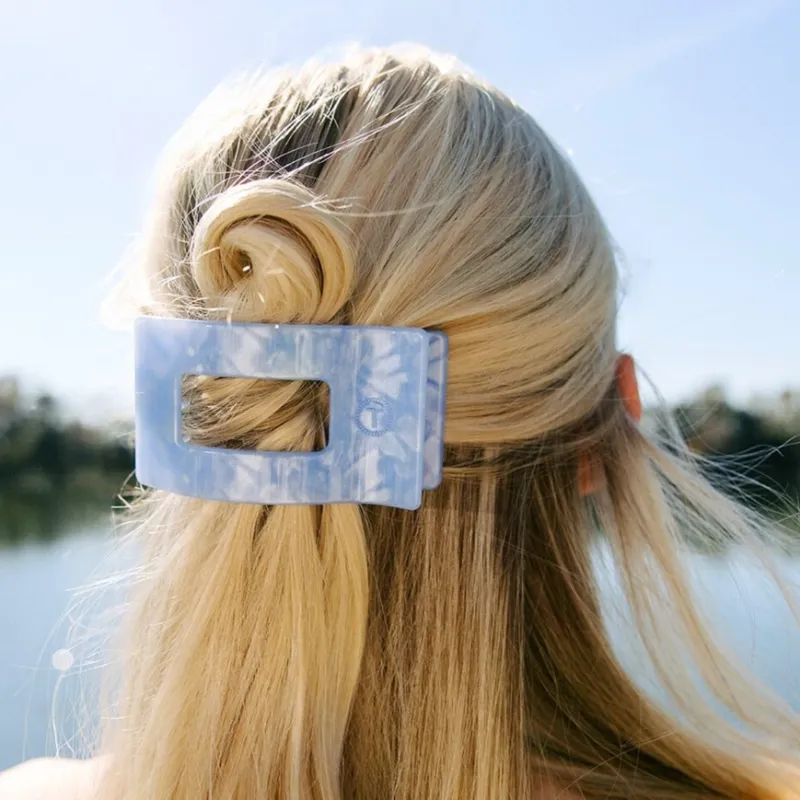 Flat Rectangle Hair Clip Medium Blue Lagoon