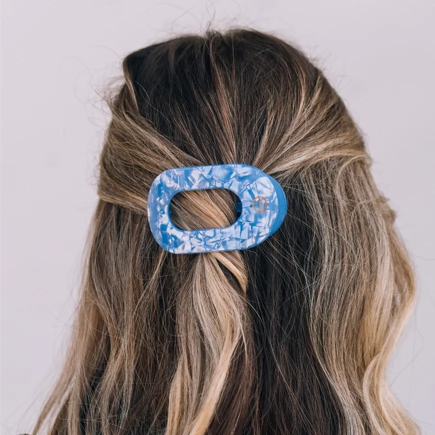 Flat Round Hair Clip Small Blue Lagoon